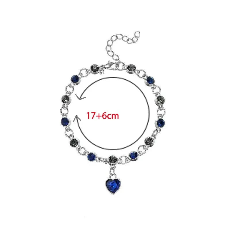 Blue Crystal Heart Charm