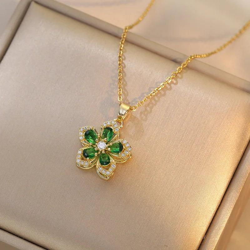 Rotatable Flower Necklace