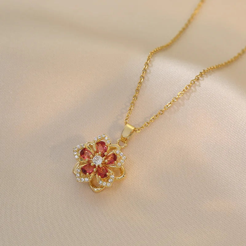 Rotatable Flower Necklace