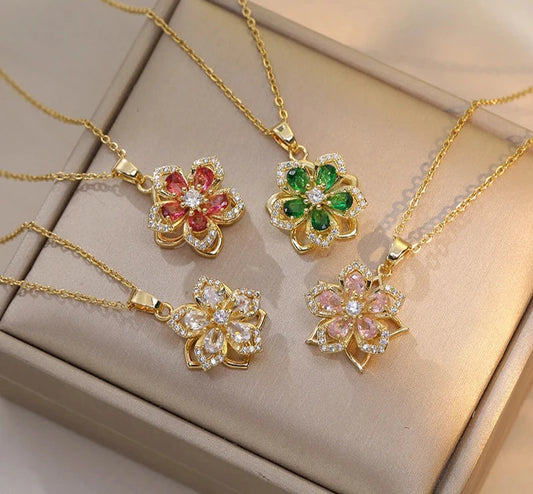 Rotatable Flower Necklace